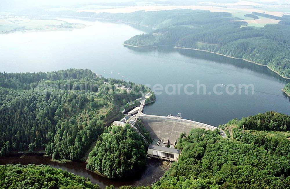 Aerial photograph Saalburg / Thüringen - Saalburg / Thüringen Blick auf die Talsperre am Bleiloch-Stausee bei Saalburg in Thüringen