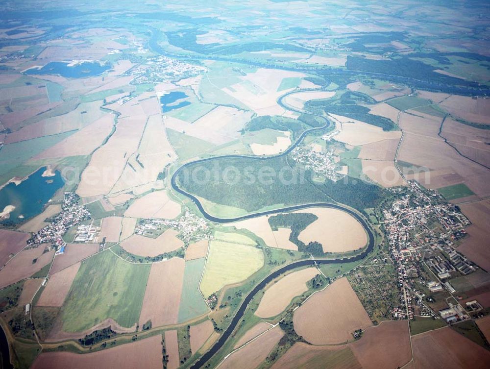 Aerial image Tornitz - Blick auf die Saalemündung bei Tornitz