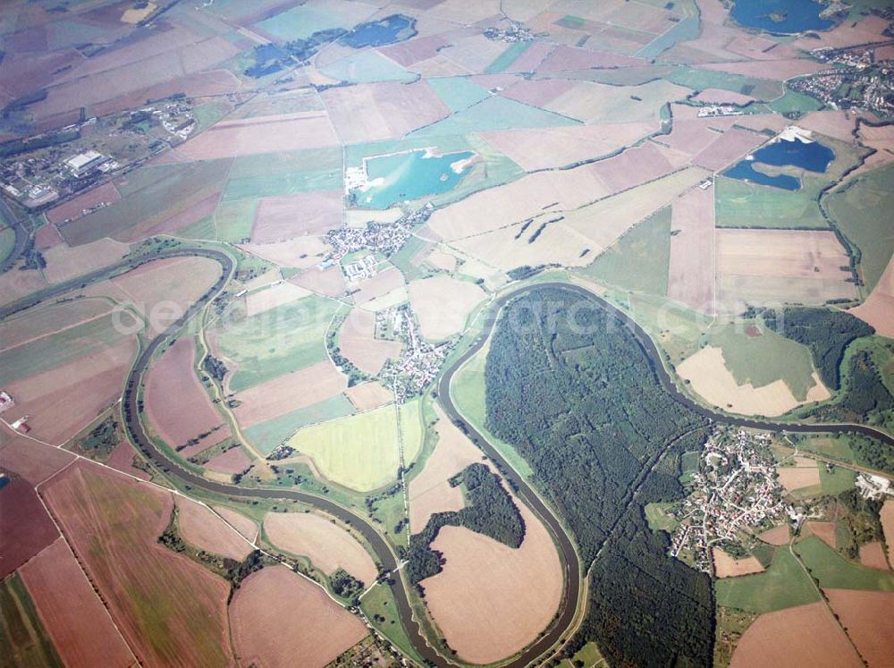 Aerial photograph Tornitz - Blick auf die Saalemündung bei Tornitz