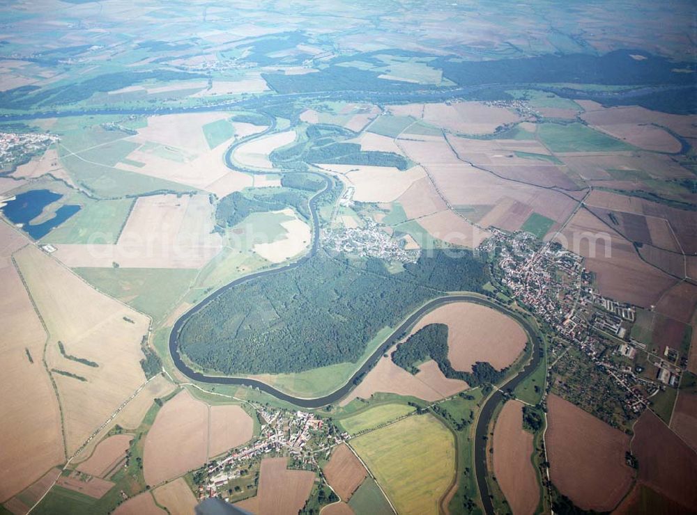 Aerial image Tornitz - Blick auf die Saalemündung bei Tornitz