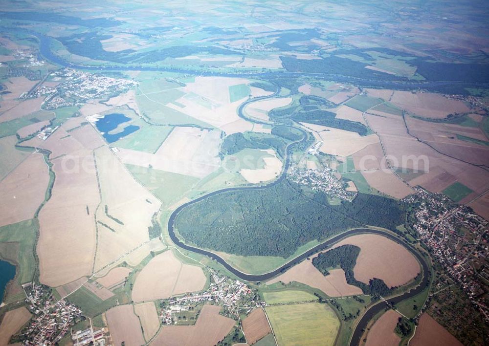 Aerial photograph Tornitz - Blick auf die Saalemündung bei Tornitz