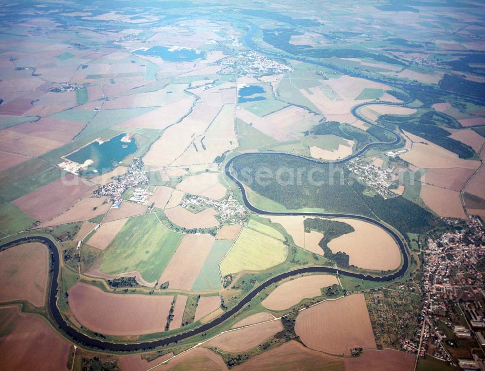 Aerial photograph Tornitz - Blick auf die Saalemündung bei Tornitz