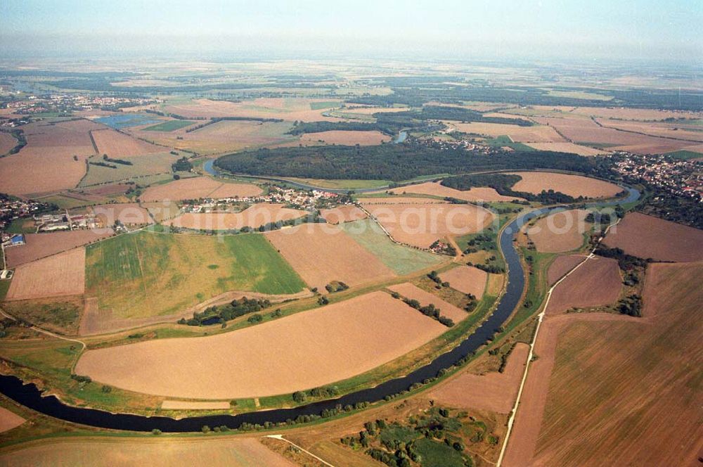 Aerial image Tornitz - Blick auf die Saalemündung bei Tornitz