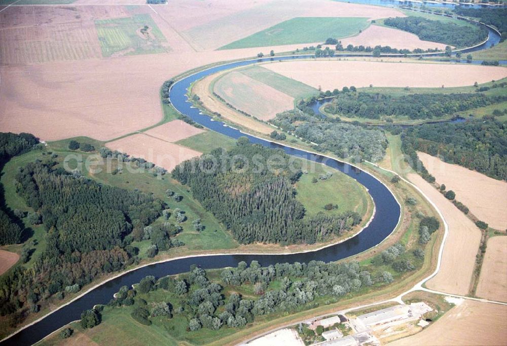 Aerial image Tornitz - Blick auf die Saalemündung bei Tornitz