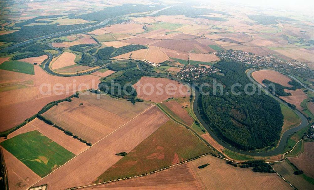 Aerial photograph Tornitz - Blick auf die Saalemündung bei Tornitz