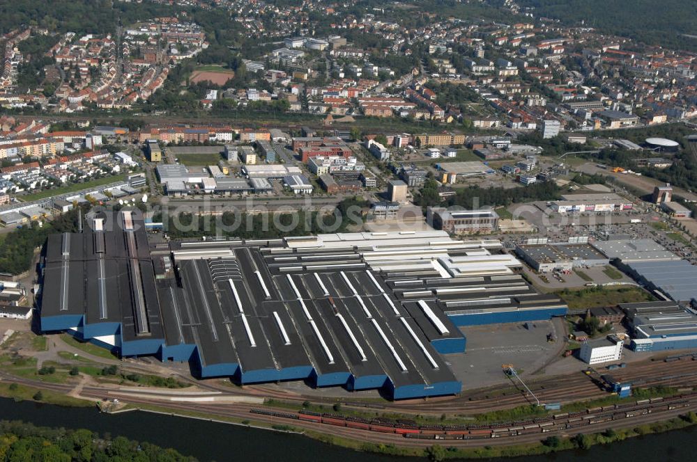 Saarbrücken from the bird's eye view: Stahlwerk Burbach in Saarbrücken, eine Produktionsstätte der Saarstahl AG. Steelworks Burbach in Saarbrücken, a manufacturing plant of the corporation Saarstahl AG.