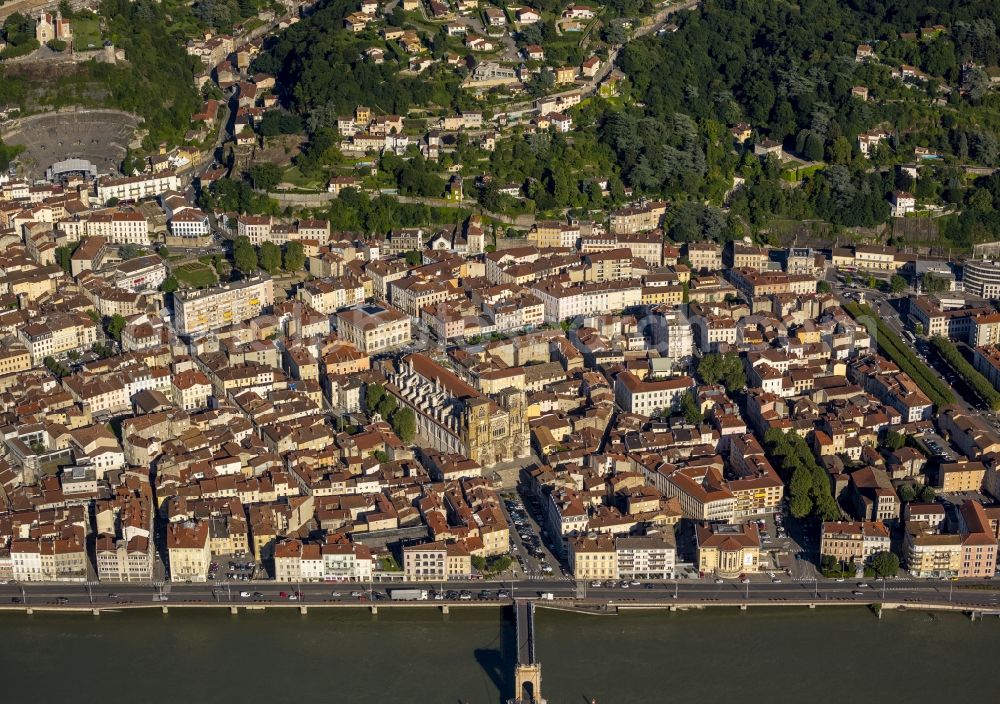 Vienne from above - Religious building - church building in the Cathedral St-Maurice in the city center in Vienne in France