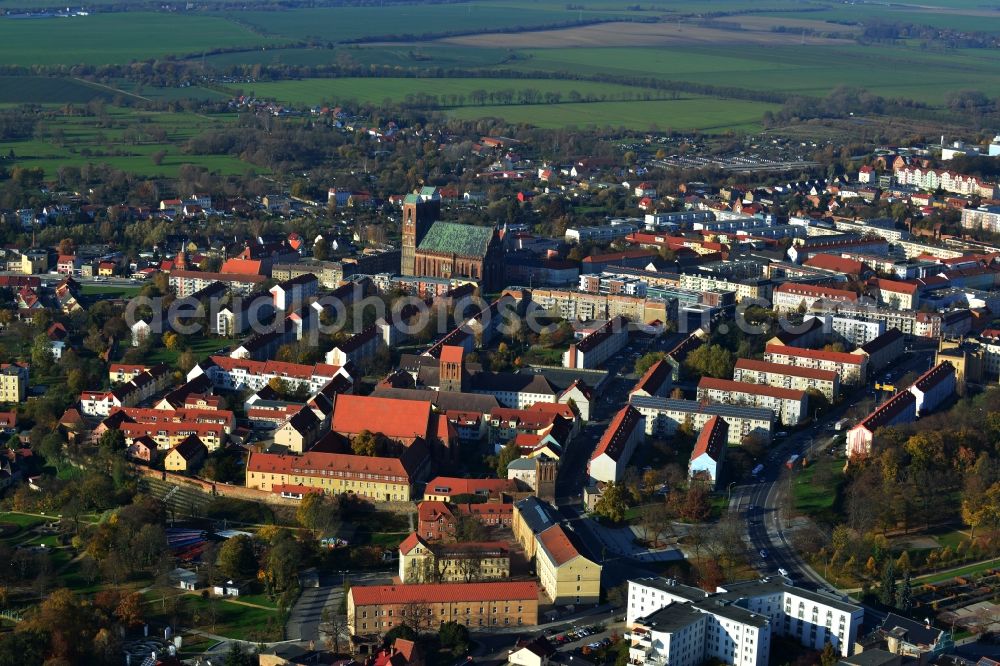 Aerial photograph Prenzlau - View of sacral buildings in Prenzlau in the state Brandenburg