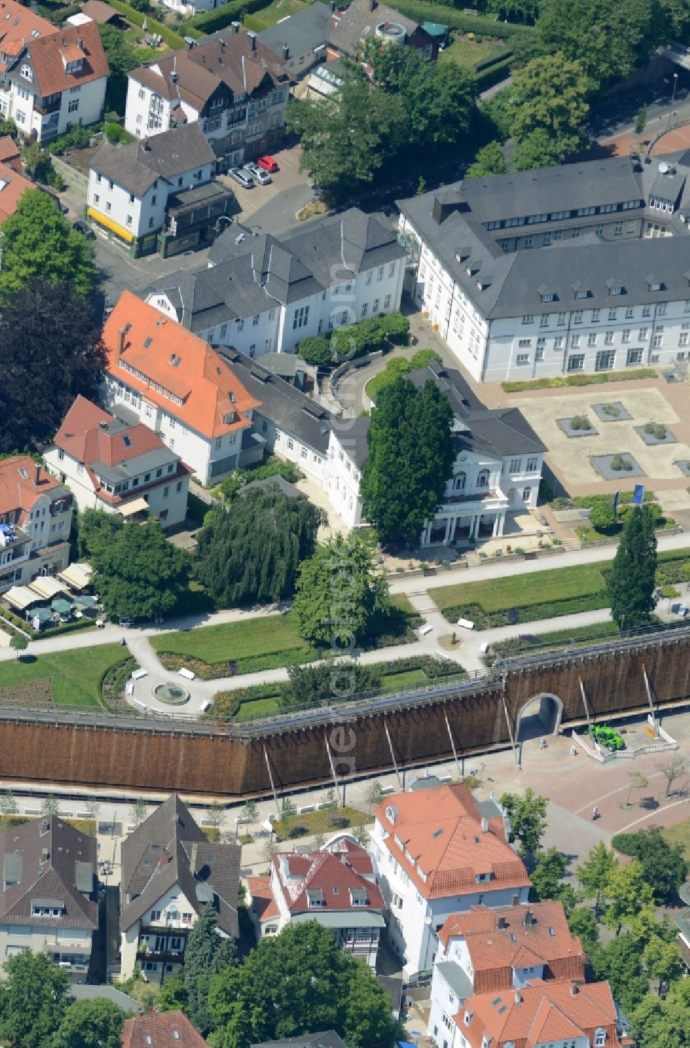 Bad Salzuflen from above - Salt flats - building of a former graduation house for salt extraction on Parkstrasse in Bad Salzuflen in the state North Rhine-Westphalia