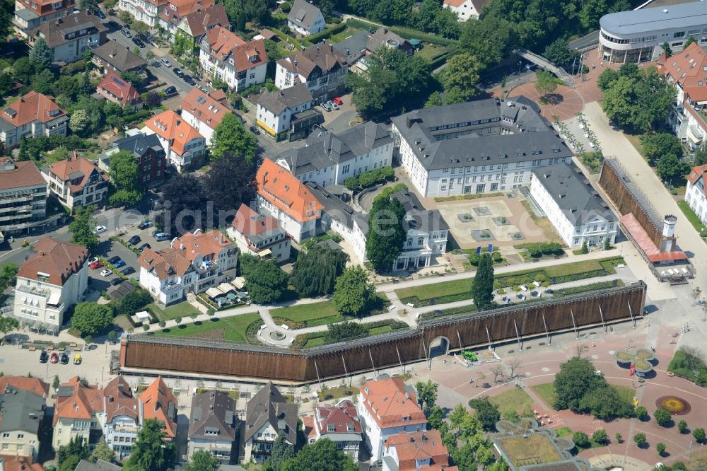 Bad Salzuflen from the bird's eye view: Salt flats - building of a former graduation house for salt extraction on Parkstrasse in Bad Salzuflen in the state North Rhine-Westphalia