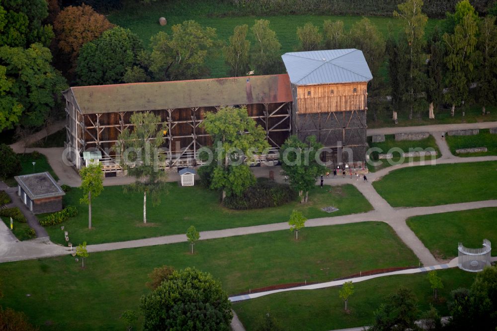 Aerial photograph Bad Kissingen - Salt flats - building of a former graduation house for salt extraction Untere Saline in the district Hausen in Bad Kissingen in the state Bavaria, Germany