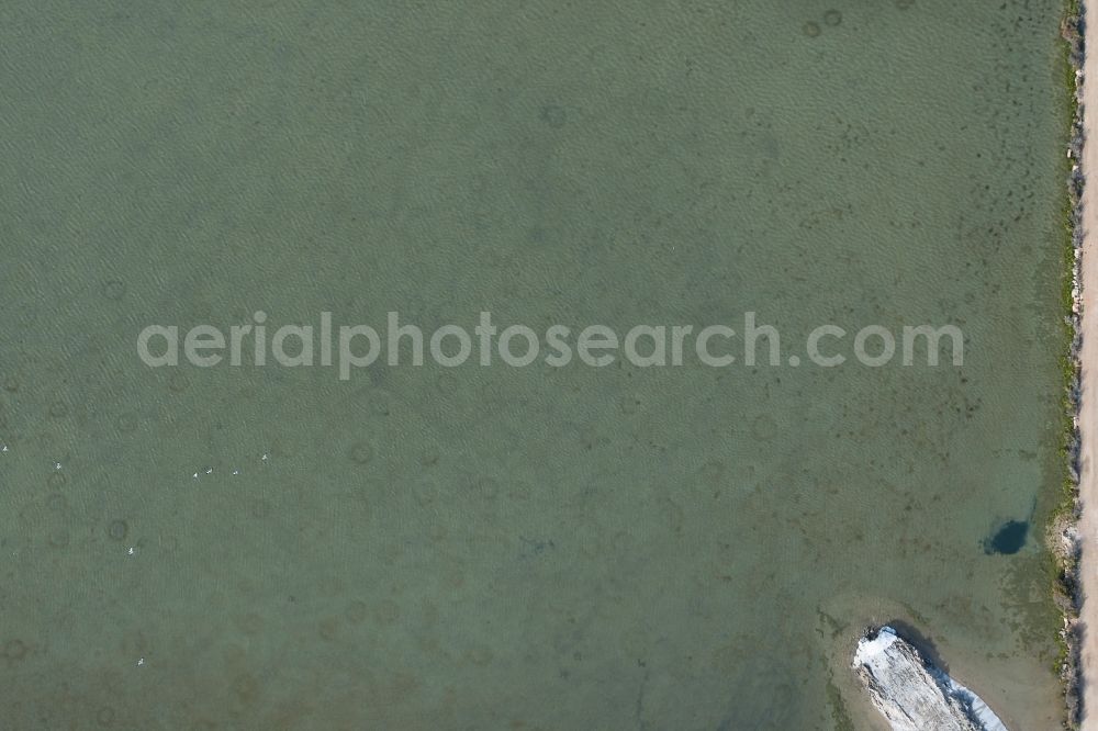 Campos from above - Brown - white salt pans for salt extraction in the district Ses Salines in Campos in Islas Baleares, Spain