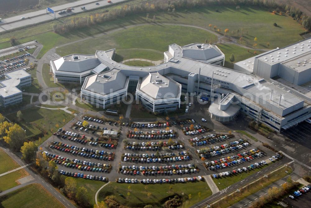 Aerial image Barleben - Blick auf das Areal der Salutas Pharma GmbH in Barleben. Salutas entwickelt, fertigt, lagert und versendet hochwertige Pharmazeutika in einem der modernsten Pharmaproduktions- und Logistikzentren Europas. Das 1995 nach Investitionen von umgerechnet rund 170 Millionen Euro in Vollbetrieb genommene Werk ist mit derzeit 1.400 Mitarbeiter(innen) und Arbeitgebern ein bedeutender Wirtschaftsfaktor für das Land Sachsen-Anhalt. Kontakt: SALUTAS Pharma GmbH, Otto-von-Guericke Allee 1, 39179 Barleben, Tel.: 039203 / 71 - 0,