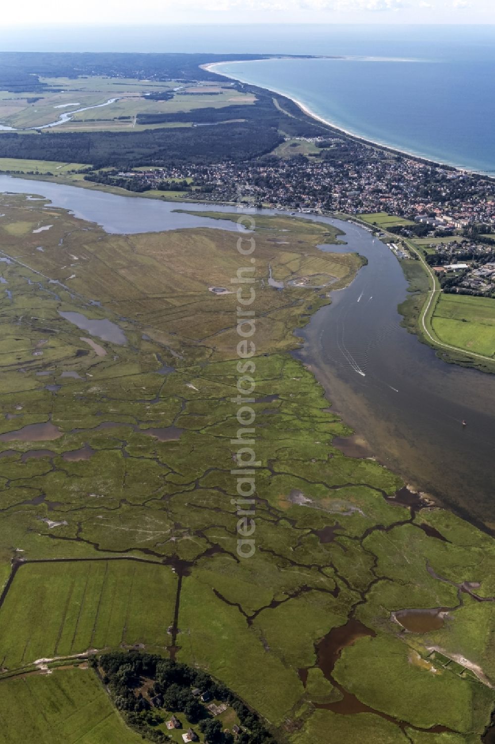 Zingst from above - Salt grassland island and Baltic bath Zingst in Zingst in the federal state Mecklenburg-West Pomerania