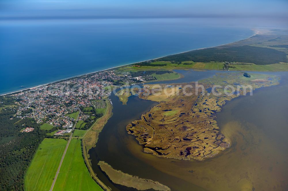 Zingst from above - Salt grassland island and protection of birds area in Zingst in the federal state Mecklenburg-West Pomerania