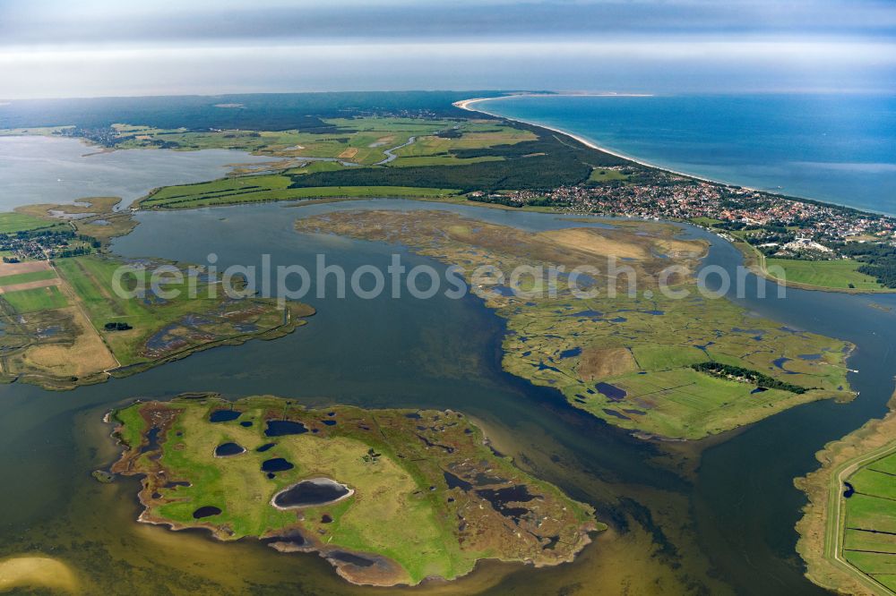 Aerial image Zingst - Salt grassland islands and bird sanctuary in Zingst on the Baltic Sea coast in the state Mecklenburg - Western Pomerania, Germany