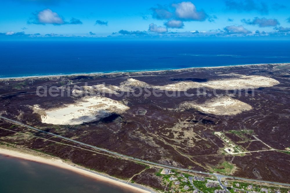 Aerial photograph List - Sand, dune and shifting dune landscape in List at the island Sylt in the state Schleswig-Holstein, Germany