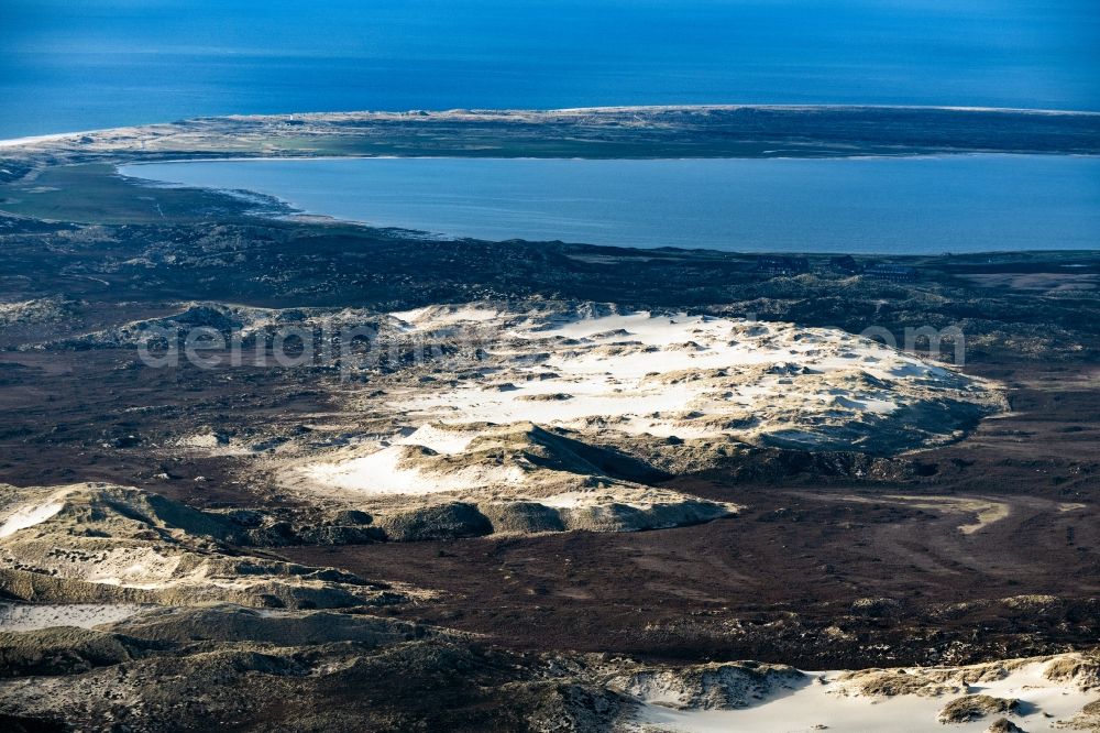 List from above - Sand, dune and shifting dune landscape in List at the island Sylt in the state Schleswig-Holstein, Germany