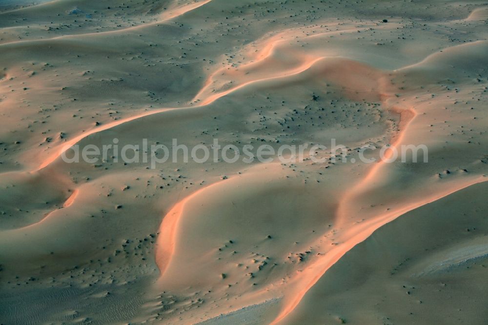 Aerial photograph Dubai - Sand and desert landscape near Dubai, United Arab Emirates