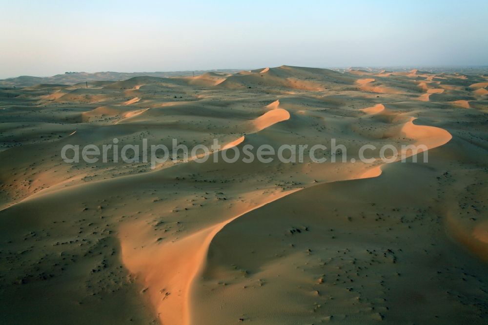 Aerial photograph Dubai - Sand and desert landscape near Dubai, United Arab Emirates