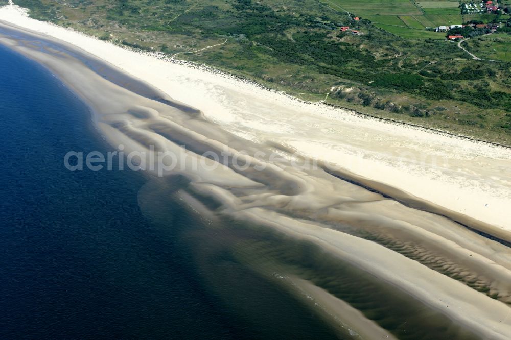 Aerial photograph Borkum - nothern sandy coastline on the North Sea Island Borkum in the state Lower Saxony