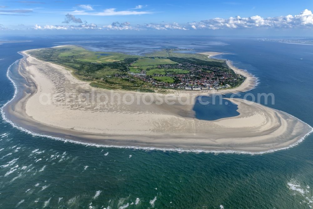 Aerial image Borkum - Sandy coastline with Natural bay on the North Sea Island Borkum in the state Lower Saxony