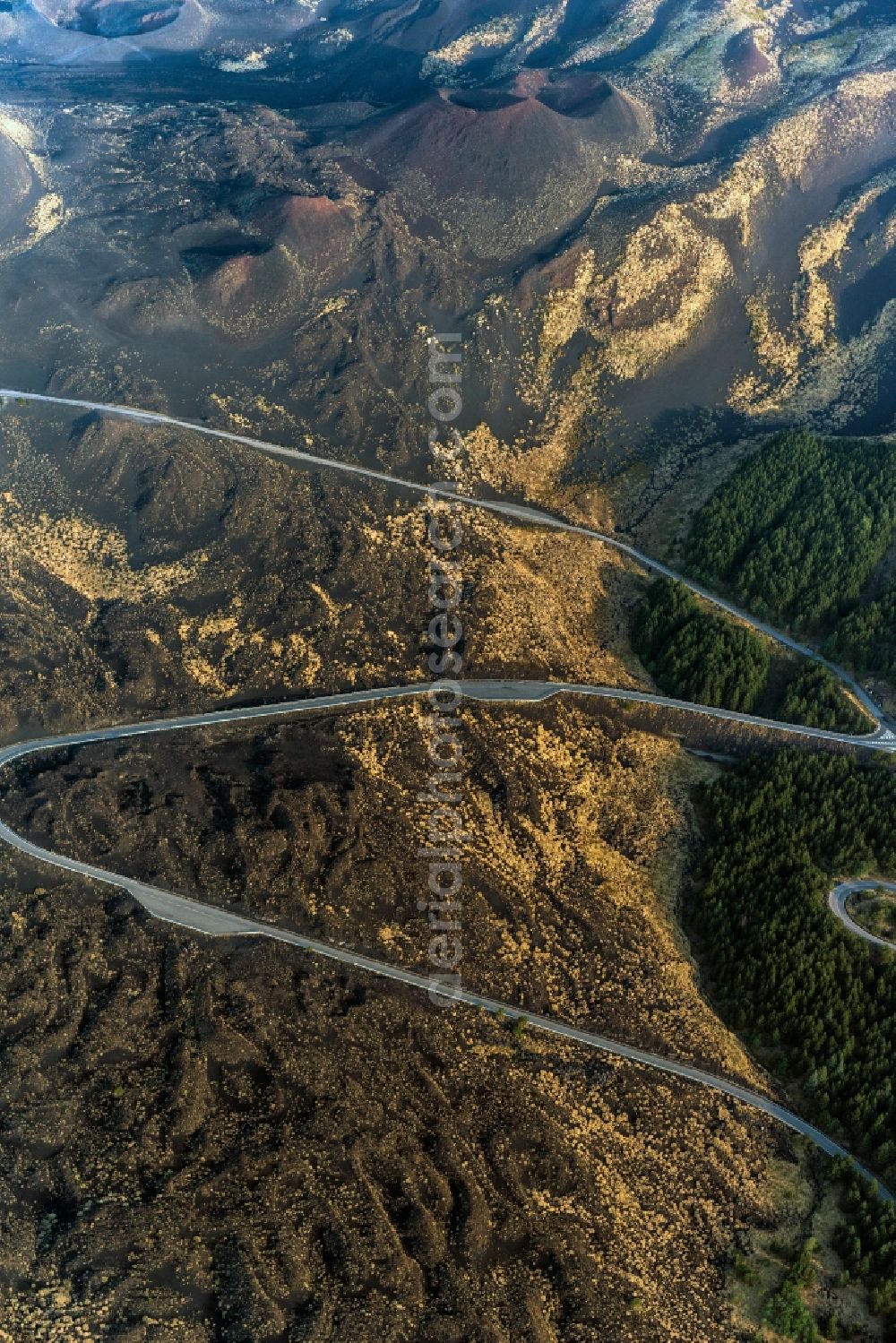 Sizilien from the bird's eye view: Sand and lava landscape in Sizilien in Sicilia, Italy