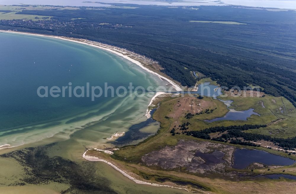 Aerial photograph Born am Darß - Sandbank- land area by flow under the sea water surface Darsser Ort in Born am Darss in the state Mecklenburg - Western Pomerania