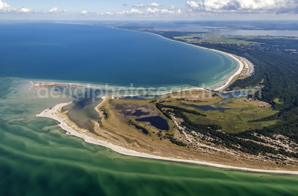 Born am Darß from the bird's eye view: Sandbank- land area by flow under the sea water surface Darsser Ort in Born am Darss in the state Mecklenburg - Western Pomerania