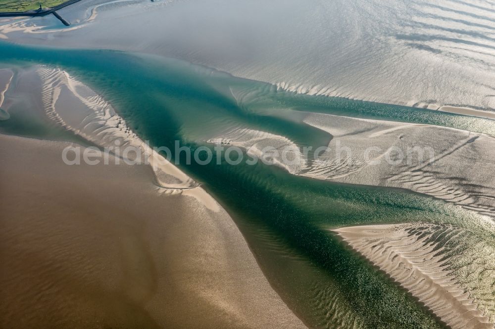 Aerial photograph Langeneß - Sandbank- forest area in the sea water surface Nordfriesisches Wattenmeer in Langeness in the state Schleswig-Holstein