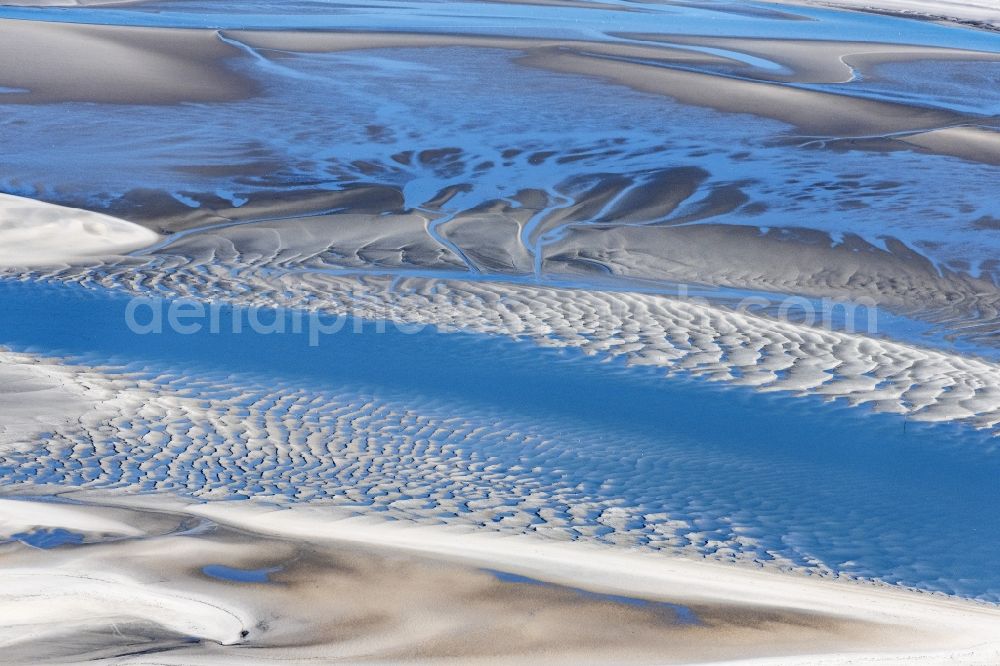 Aerial photograph Sankt Peter-Ording - Sandbank- forest area in the sea water surface of North Sea in Sankt Peter-Ording in the state Schleswig-Holstein