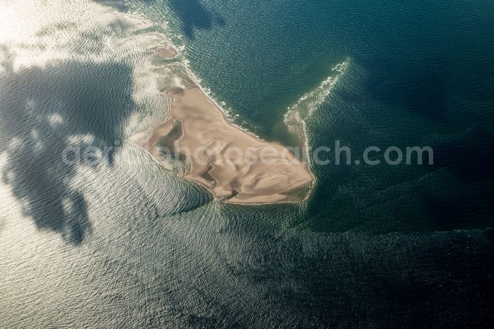 Aerial image Utersum - Sandbank- forest area in the sea water surface of Wattenmeer in Utersum in the state Schleswig-Holstein