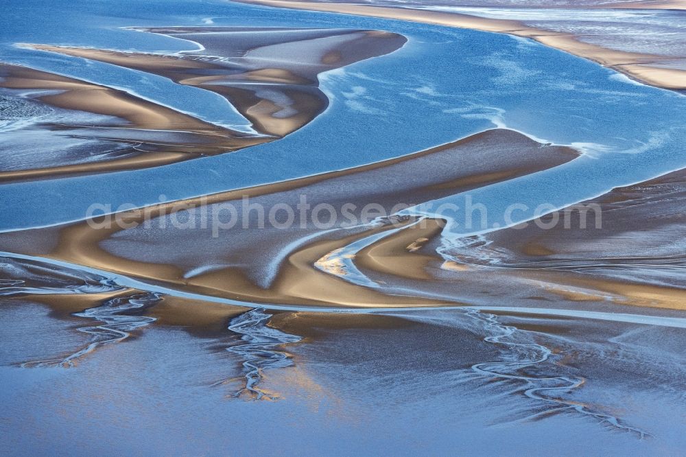 Sankt Peter-Ording from above - Sandbank- forest area in the sea water surface of North Sea in Hedwigenkoog in the state Schleswig-Holstein