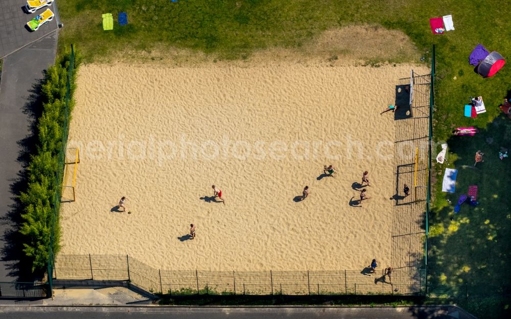 Aerial image Dorsten - Sand surface of the Beach parking lot at the pool Atlantis in Dorsten in North Rhine-Westphalia