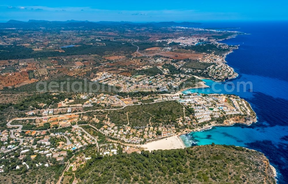 Cala Anguila-Cala Mendia from the bird's eye view: Beach landscape on CALA Estany d'en Mas in Cala Anguila-Cala Mendia in Balearic island of Mallorca, Spain