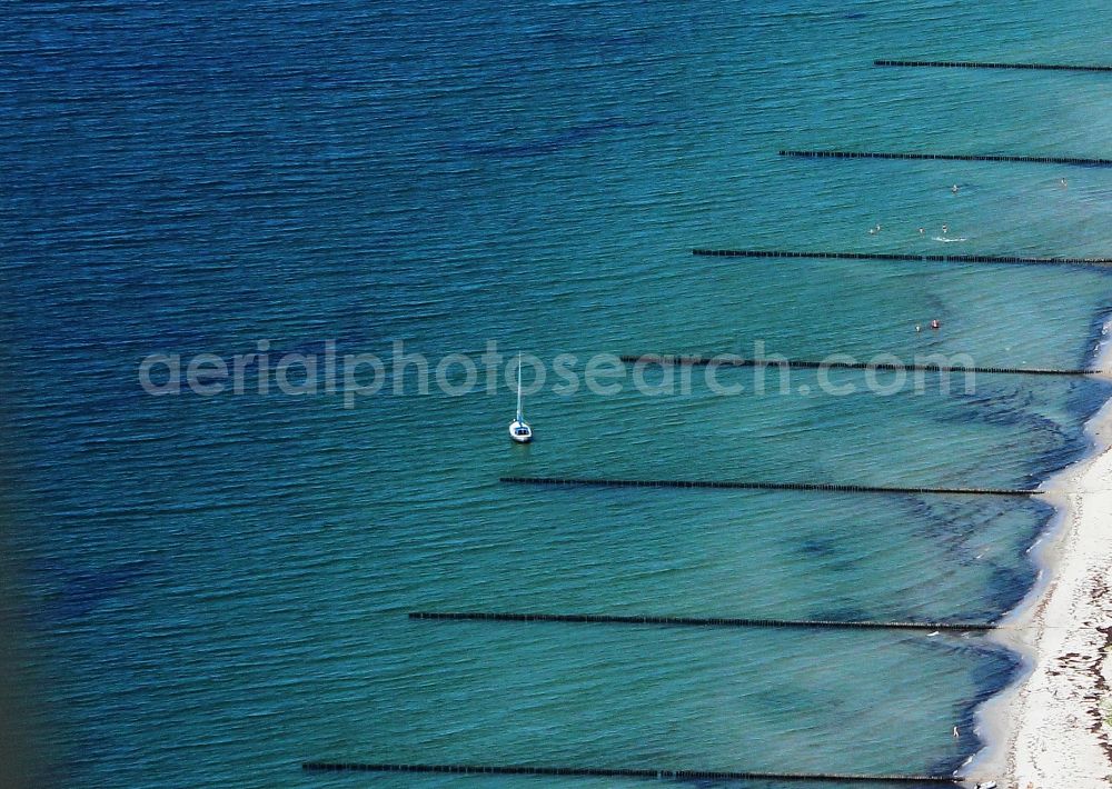 Insel Hiddensee from the bird's eye view: Beach landscape on the the Baltic Sea in Insel Hiddensee in the state Mecklenburg - Western Pomerania