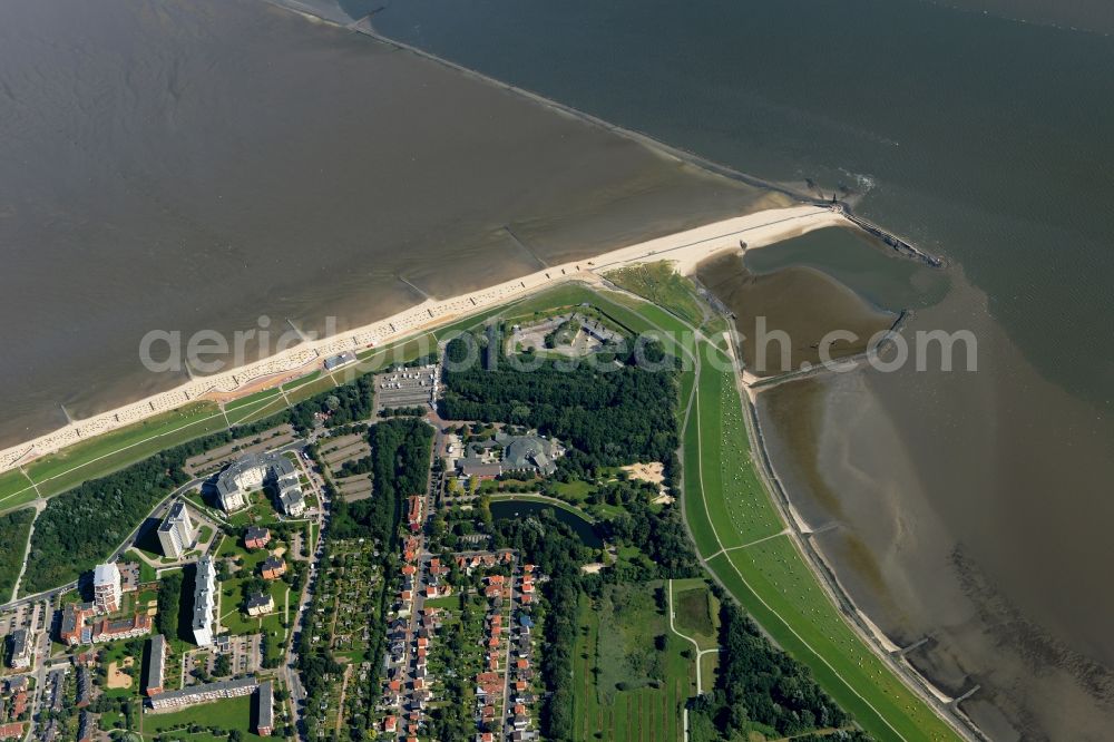 Aerial image Cuxhaven - Beach landscape on the in Doese in the state Lower Saxony