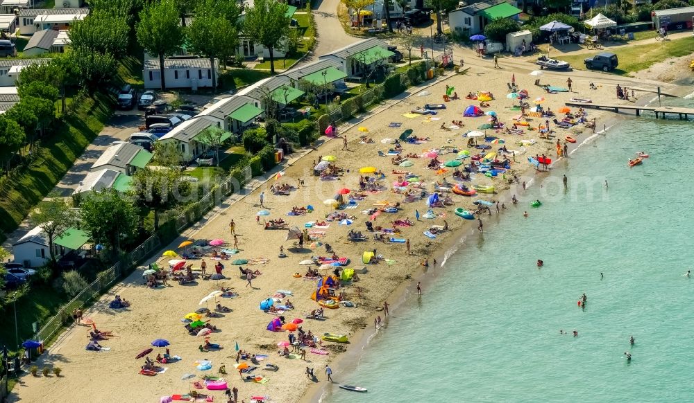 Aerial image Lazise - Beach landscape at the Gardasee in Lazise in Veneto, Italy