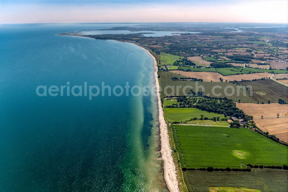 Aerial photograph Pommerby - Beach landscape along the Golsmaas Strand in Pommerby in the state Schleswig-Holstein, Germany