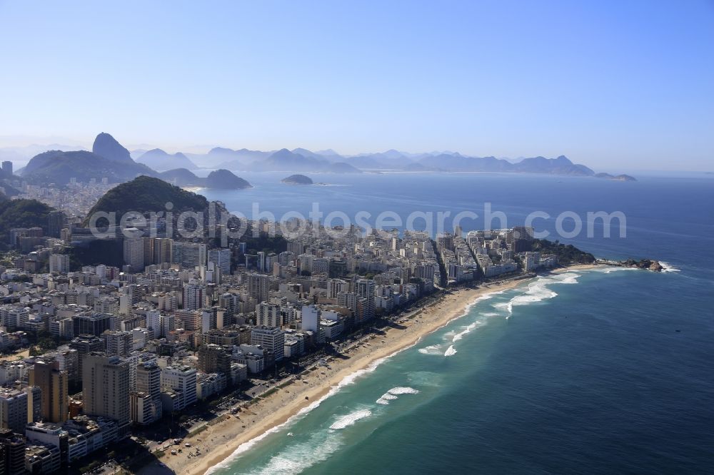 Rio de Janeiro from above - Beach landscape on the Coast of the South Atlantic in Rio de Janeiro in Brazil