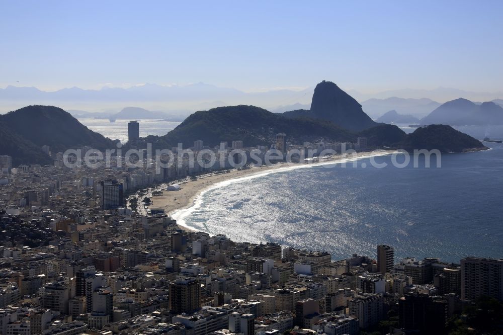 Rio de Janeiro from the bird's eye view: Beach landscape on the Coast of the South Atlantic in Rio de Janeiro in Brazil