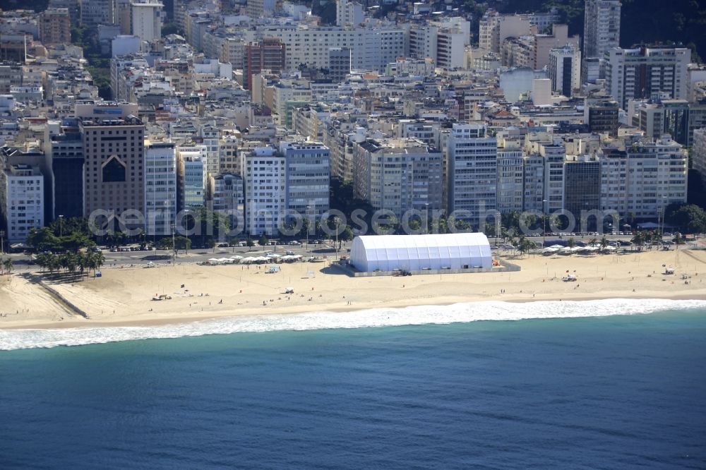 Aerial image Rio de Janeiro - Beach landscape on the Coast of the South Atlantic in Rio de Janeiro in Brazil