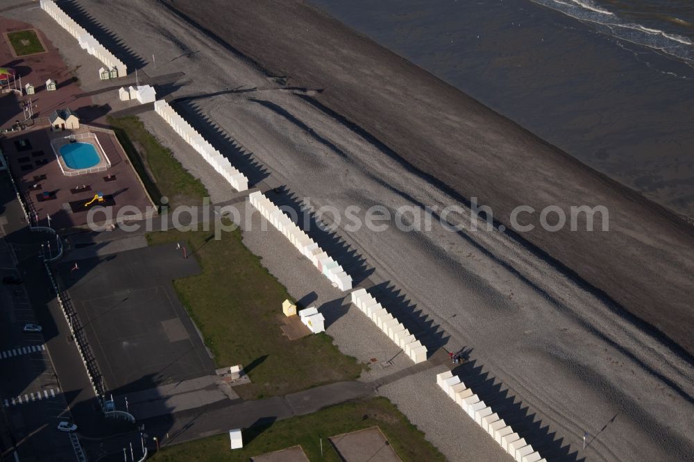 Cayeux-sur-Mer from above - Beach landscape on the Coast to the English Channel in Cayeux-sur-Mer in Hauts-de-France, France