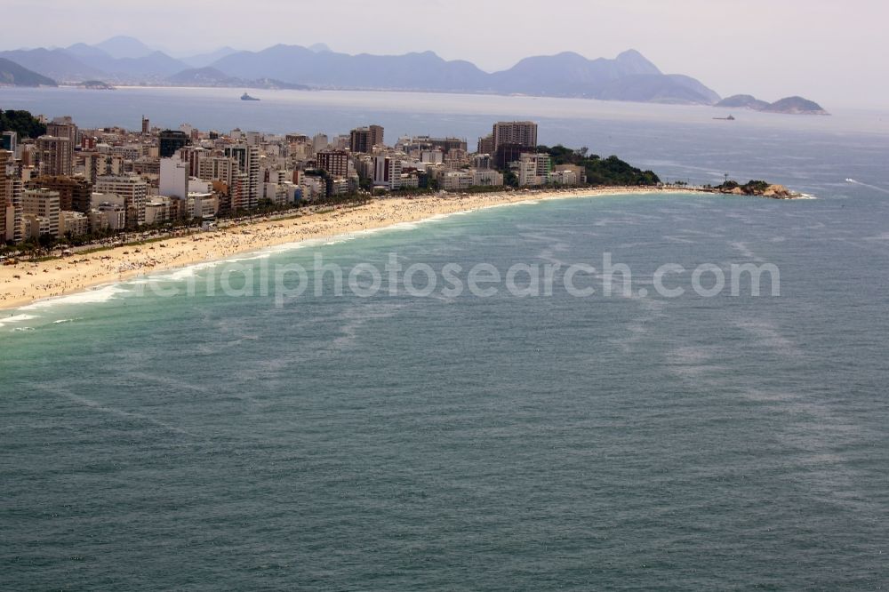 Rio de Janeiro from above - Beach landscape on the Coast to South Atlantic Ocean in Rio de Janeiro in Rio de Janeiro, Brazil