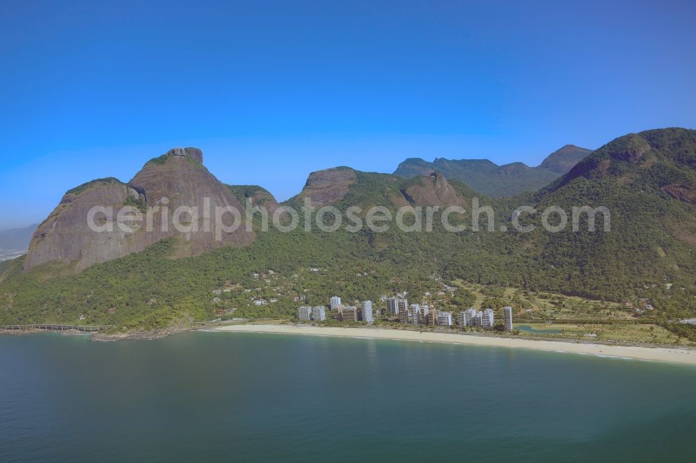 Aerial image Rio de Janeiro - Beach landscape on the Coast to South Atlantic Ocean in Rio de Janeiro in Rio de Janeiro, Brazil