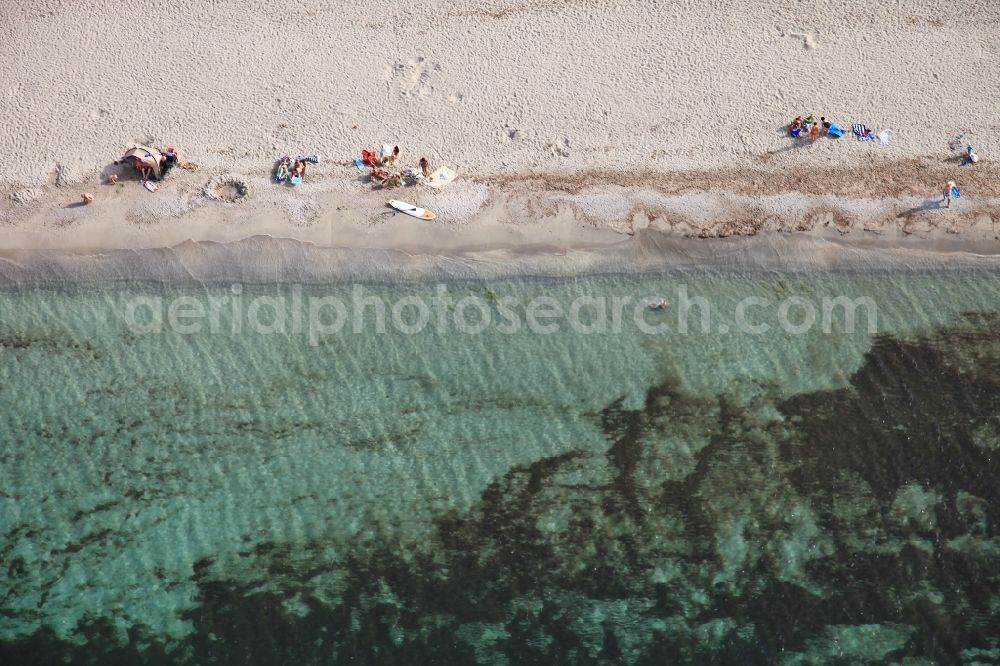 Alcúdia from above - Beach landscape on the Sea coast Badia d' Alcudia in AlcA?dia in Balearic Islands, Spain