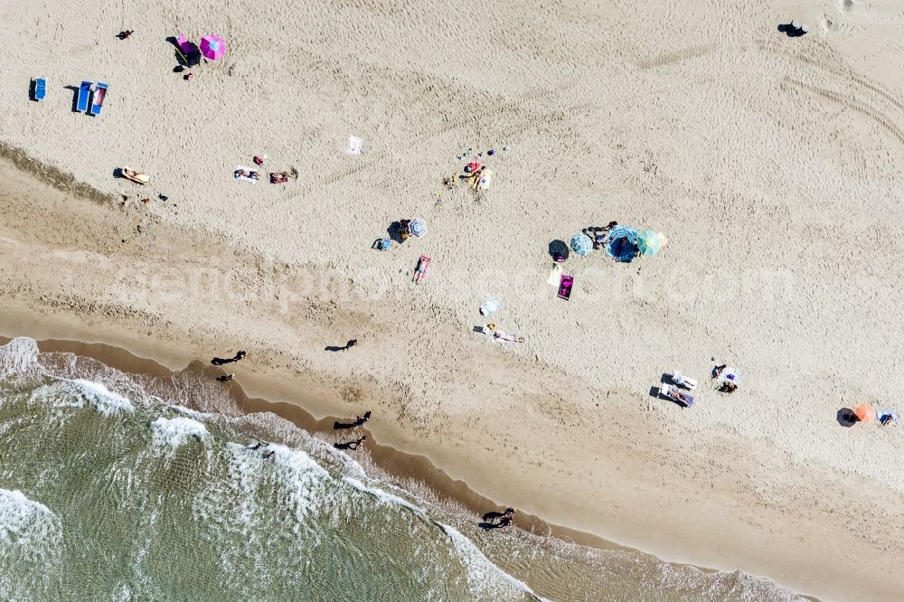 Aerial image Bacoli - Sandstrand- landscape on the Mediterranean coast in Bacoli in Italy