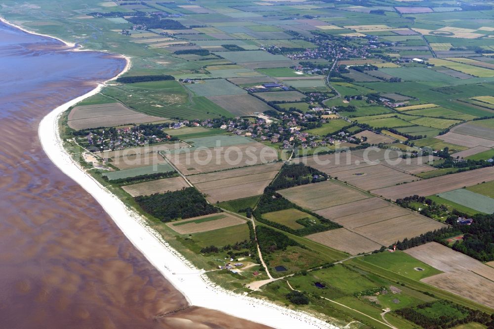 Aerial image Goting - Beach landscape on the North Sea in Goting in the state Schleswig-Holstein