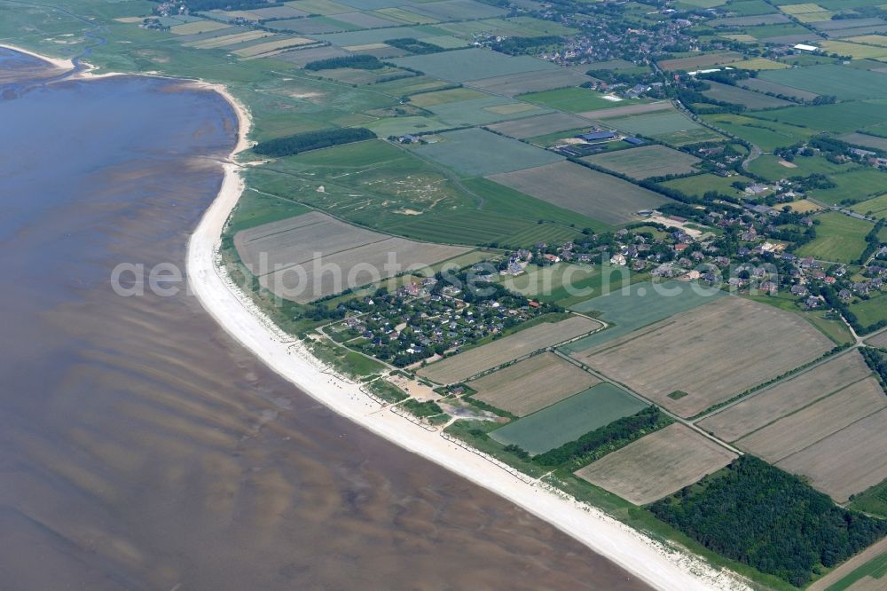 Goting from above - Beach landscape on the North Sea in Goting in the state Schleswig-Holstein