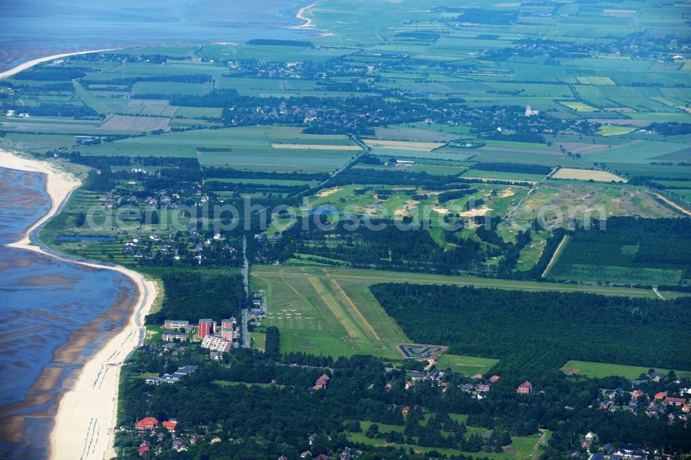 Greveling from above - Beach landscape on the North Sea in Greveling in the state Schleswig-Holstein